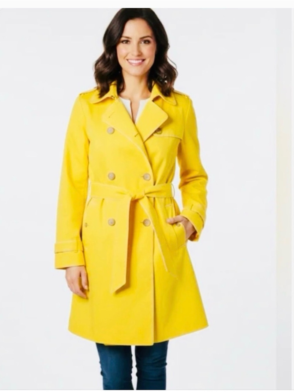 2010 GAP Sunny Yellow Double-Breasted Trench Coat with Belt